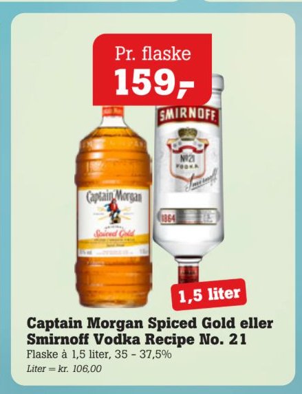 Captain Morgan Spiced Gold eller Smirnoff Vodka Recipe No. 21 – Pøtzsch