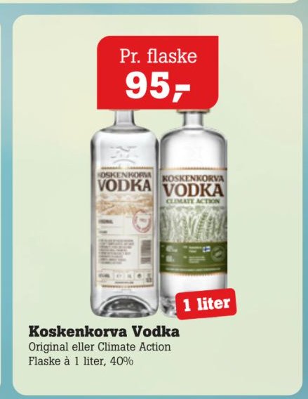 Koskenkorva Vodka Original eller Climate Action Flaske à 1 liter, 40% – Pøtzsch