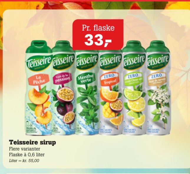 Teisseire sirup Flere varianter Flaske à 0,6 liter – Pøtzsch
