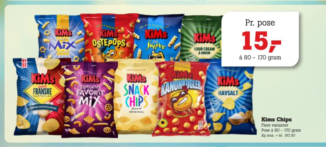 Kims Chips Flere varianter Pose à 80 - 170 gram – Pøtzsch