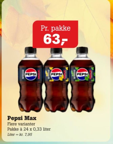 Pepsi Max Flere varianter Pakke à 24 x 0,33 liter – Pøtzsch