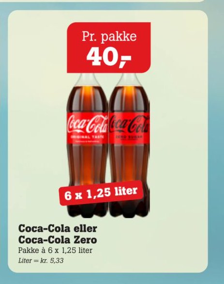 Coca-Cola eller Coca-Cola Zero Pakke à 6 x 1,25 liter – Pøtzsch