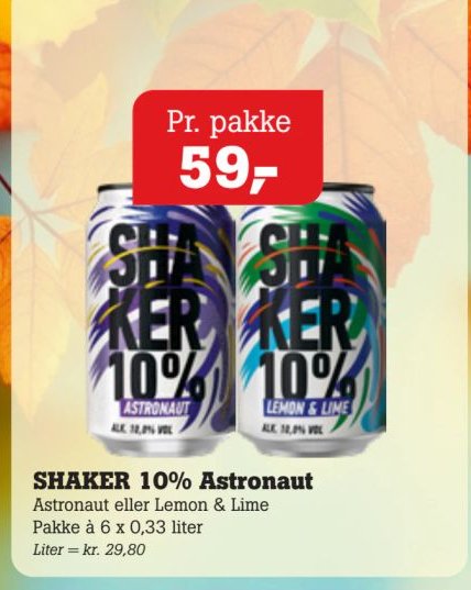 SHAKER 10% Astronaut Astronaut eller Lemon & Lime Pakke á 6 x 0,33 liter – Pøtzsch
