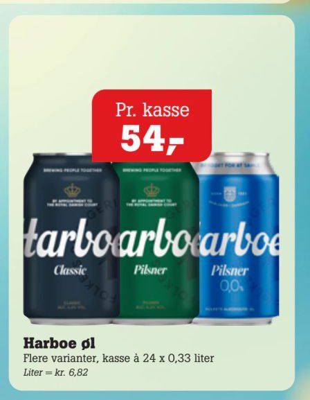 Harboe øl Flere varianter, kasse á 24 x 0,33 liter – Pøtzsch