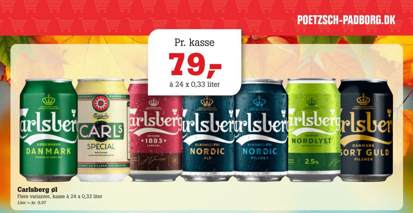 Carlsberg øl Flere varianter, kasse à 24 x 0,33 liter – Pøtzsch