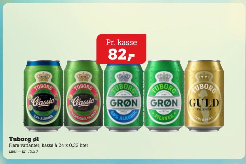 Tuborg øl Flere varianter, kasse à 24 x 0,33 liter – Pøtzsch