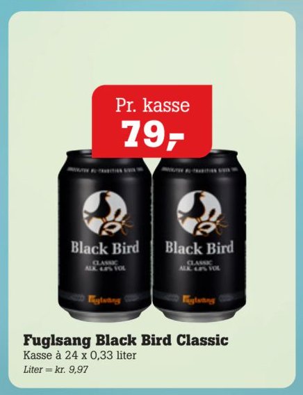 Fuglsang Black Bird Classic Kasse à 24 x 0,33 liter – Pøtzsch