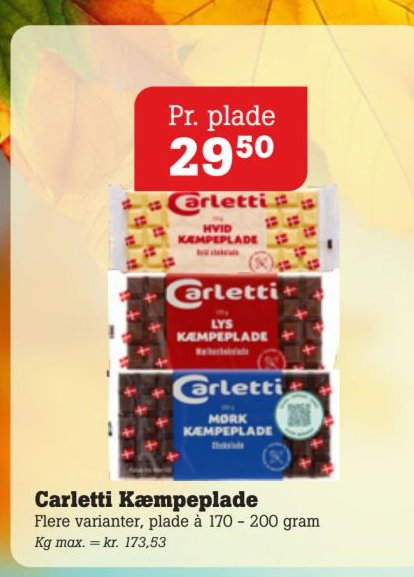 Carletti Kæmpeplade Flere varianter, plade á 170 - 200 gram – Pøtzsch
