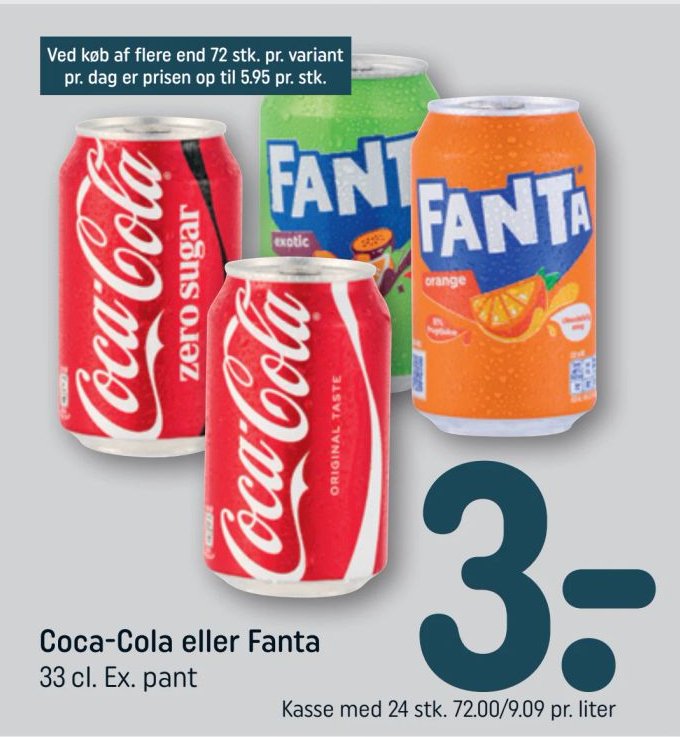 Coca-Cola eller Fanta 33 cl. Ex. pant – Rema 1000
