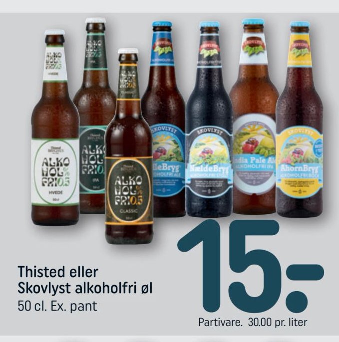 Thisted eller Skovlyst alkoholfri øl 50 cl. Ex. pant – Rema 1000