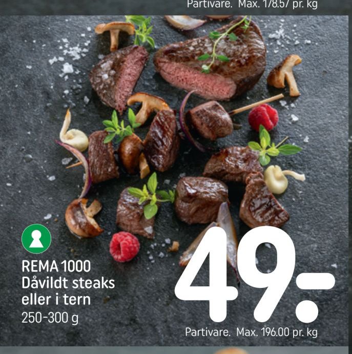 REMA 1000 Dåvildt steaks eller i tern 250-300 g – Rema 1000