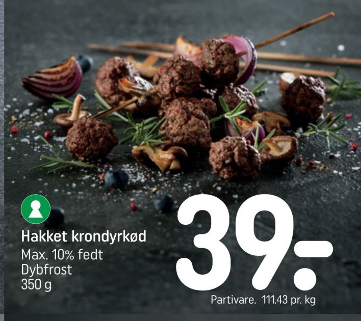 Hakket krondyrkød Max. 10% fedt Dybfrost 350 g – Rema 1000