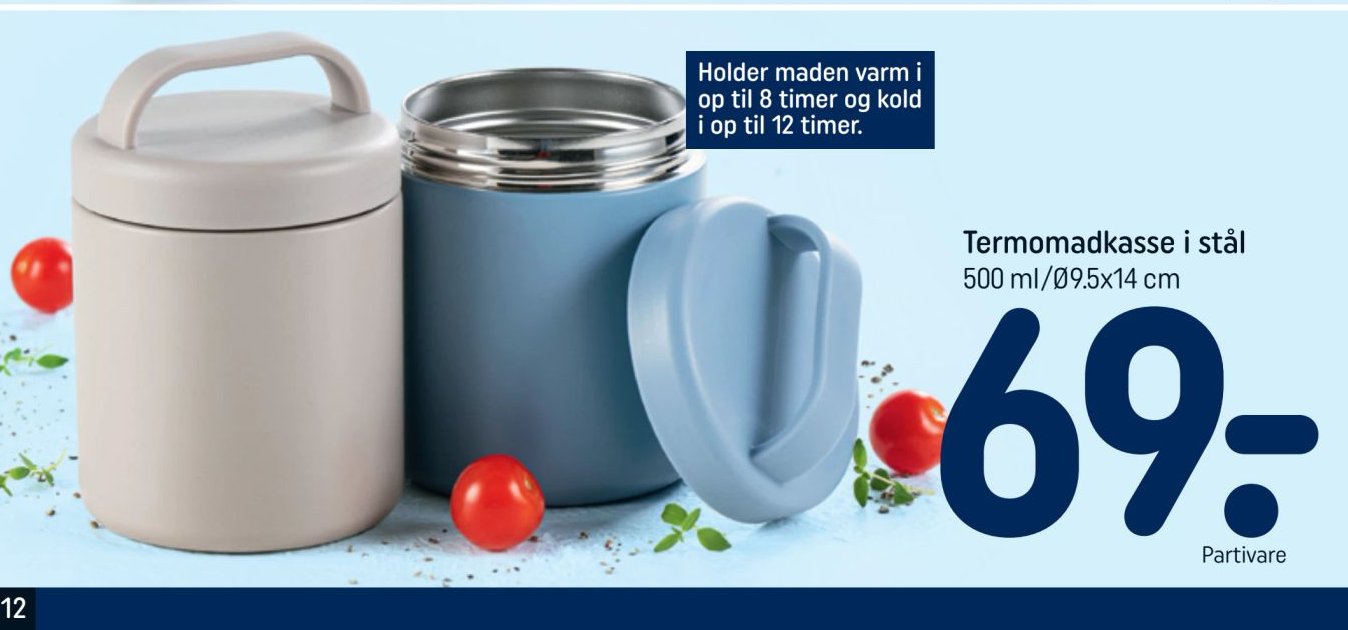 Termomadkasse i stål 500 ml/Ø9,5x14 cm – Rema 1000