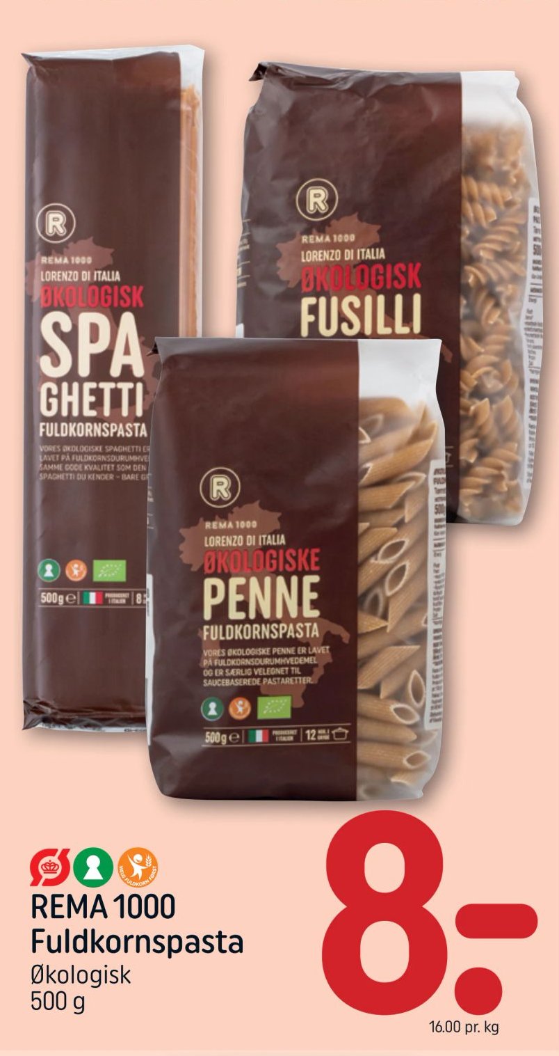 REMA 1000 Fuldkornspasta Økologisk 500 g – Rema 1000