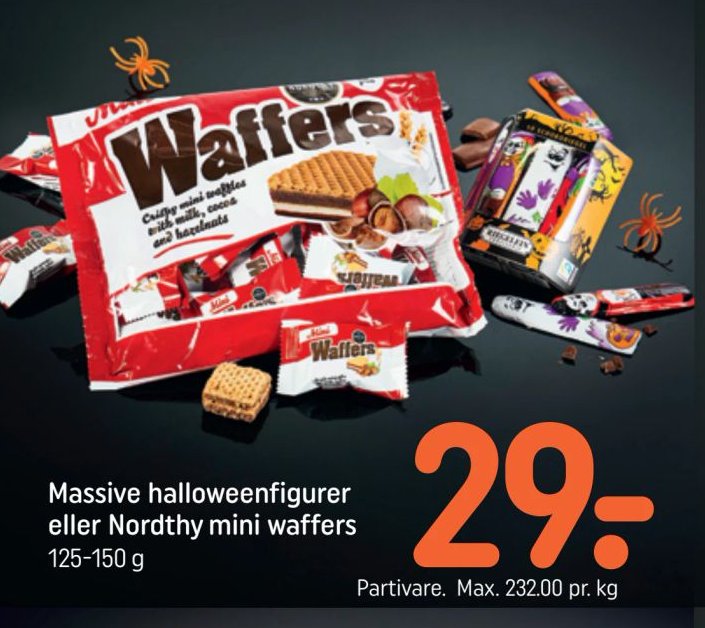 Massive halloweenfigurer eller Nordthy mini waffers 125-150 g – Rema 1000