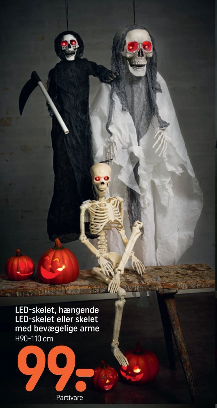 LED-skelet, hængende LED-skelet eller skelet med bevægelige arme H90-110 cm – Rema 1000