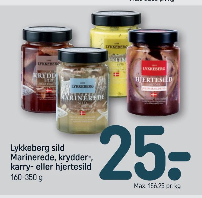 Lykkeberg sild Marinerede, krydder-, karry- eller hjertesild 160-350 g – Rema 1000