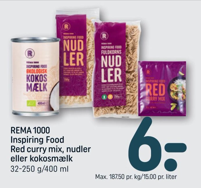 REMA 1000 Inspiring Food Red curry mix, nudler eller kokosmælk 32-250 g/400 ml – Rema 1000