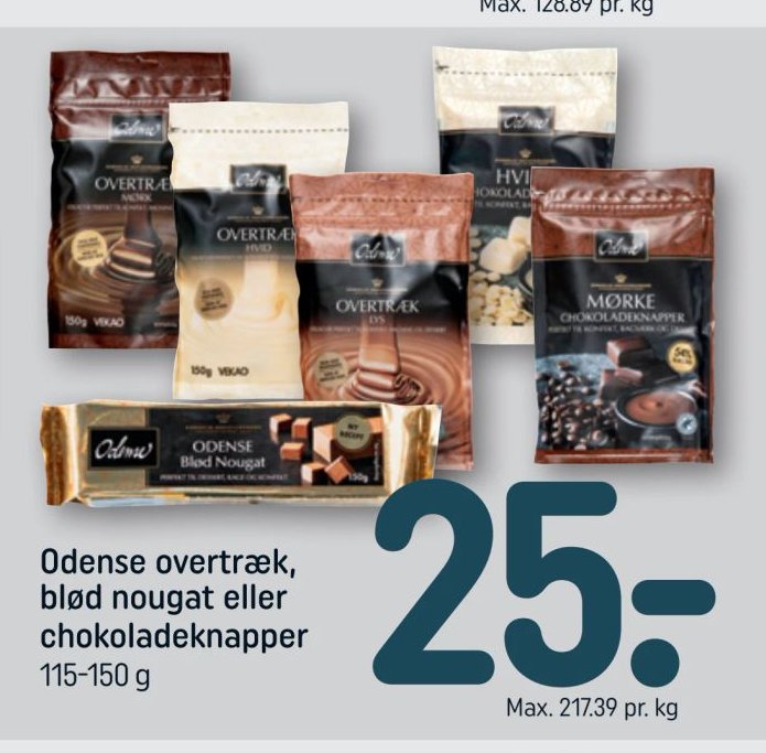 Odense overtræk, blød nougat eller chokoladeknapper 115-150 g – Rema 1000