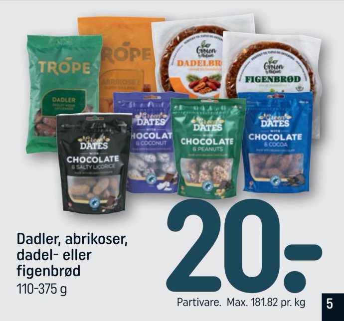 Dadler, abrikoser, dadel- eller figenbrød 110-375 g – Rema 1000