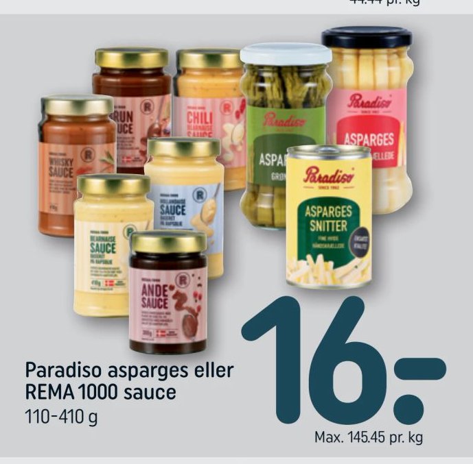 Paradiso asparges eller REMA 1000 sauce 110-410 g – Rema 1000