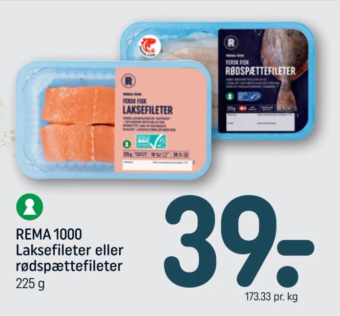 REMA 1000 Laksefileter eller rødspættefileter 225 g – Rema 1000