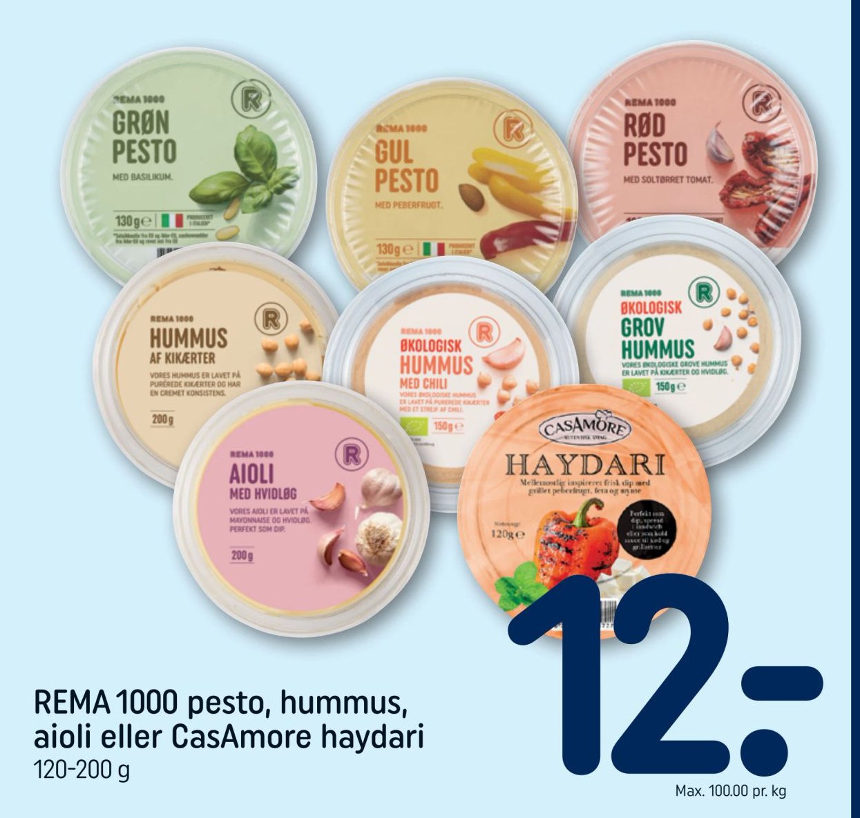 REMA 1000 pesto, hummus, aioli eller CasAmore haydari 120-200 g – Rema 1000
