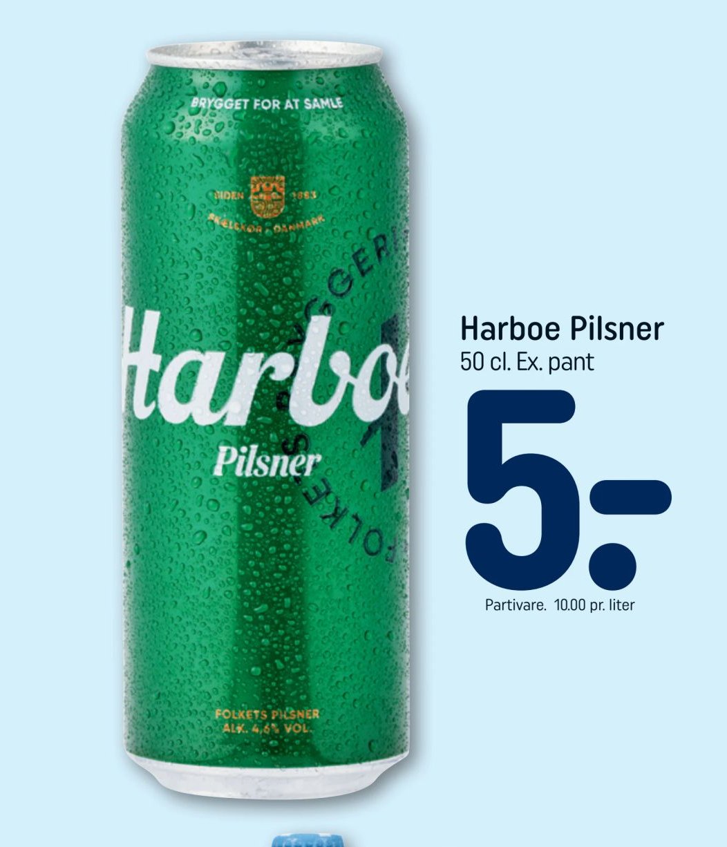 Harboe Pilsner 50 cl. Ex. pant – Rema 1000