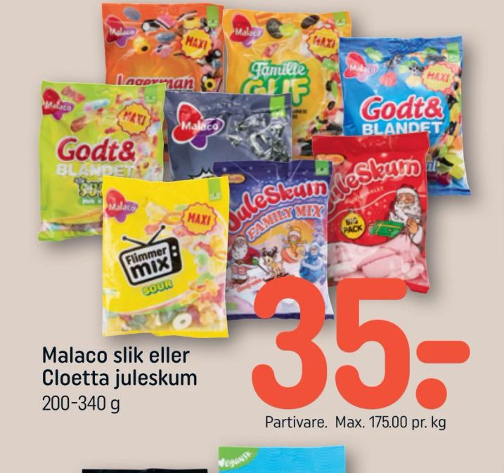 Malaco slik eller Cloetta juleskum – Rema 1000