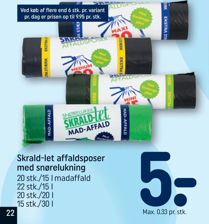 Skrald-let affaldsposer med snørelukning – Rema 1000