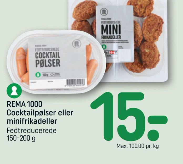 REMA 1000 Cocktailpølser eller minifrikadeller – Rema 1000