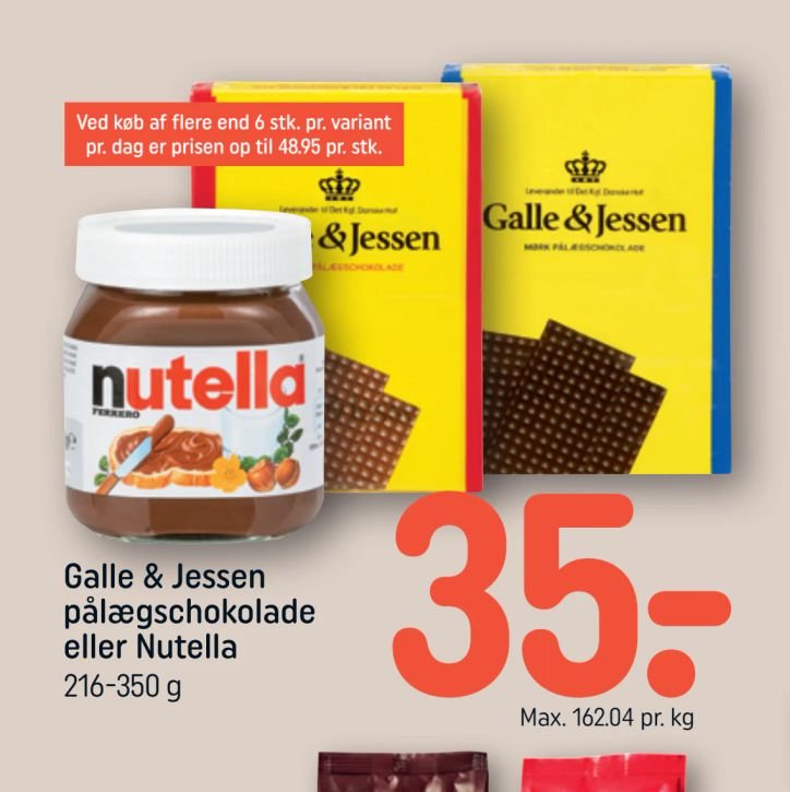 Galle & Jessen pålægschokolade eller Nutella – Rema 1000