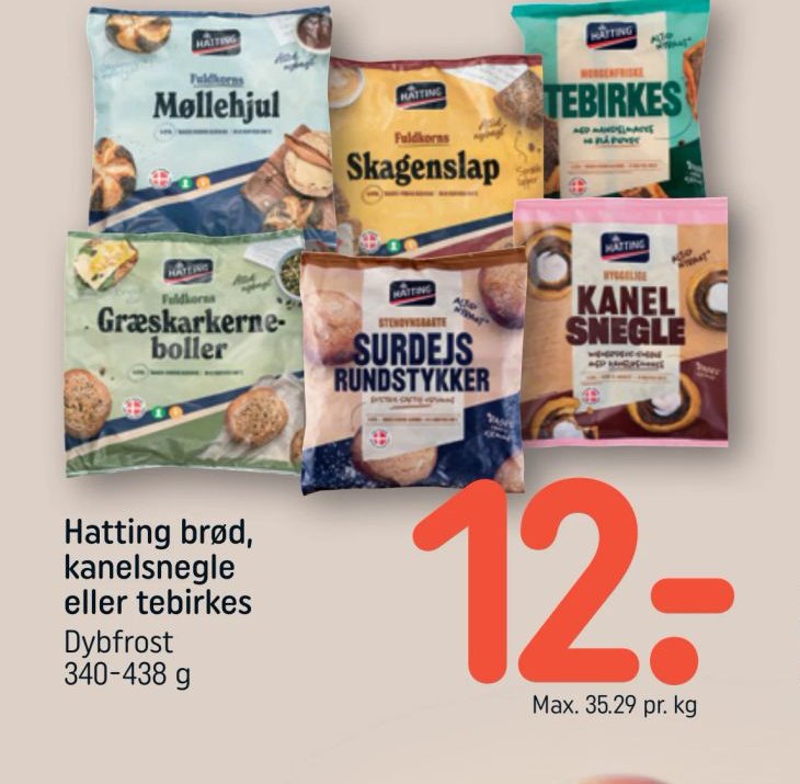Hatting brød, kanelsnegle eller tebirkes – Rema 1000