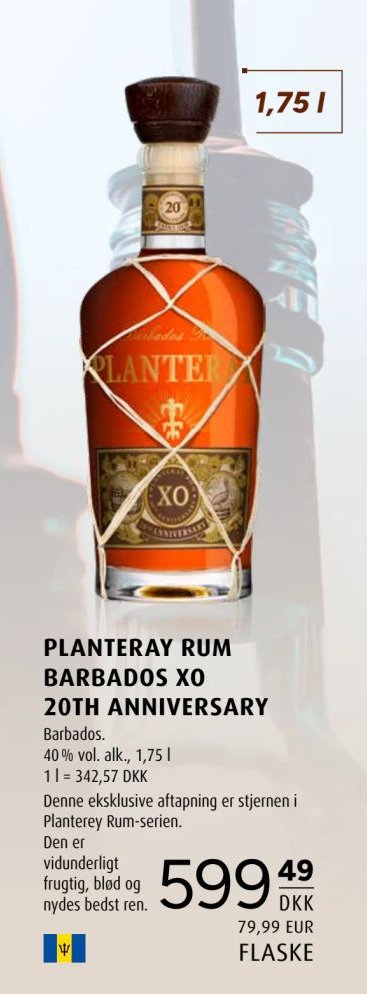 PLANTERAY RUM BARBADOS XO 20TH ANNIVERSARY – Scandinavian Park