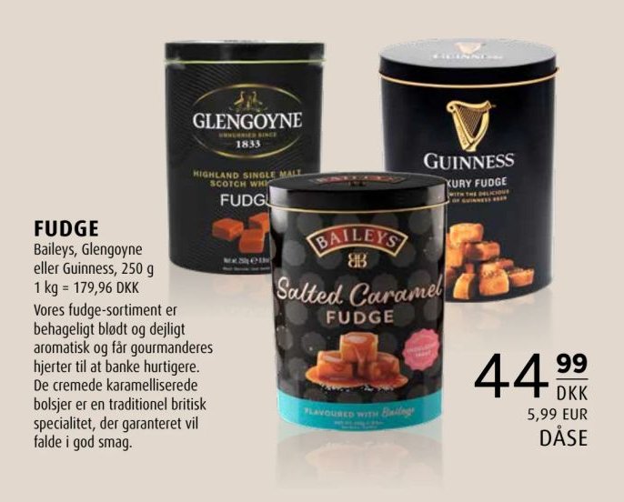 FUDGE Baileys, Glengoyne eller Guinness, 250 g – Scandinavian Park