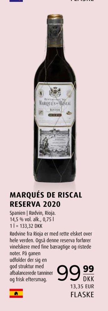 MARQUÉS DE RISCAL RESERVA 2020 – Scandinavian Park