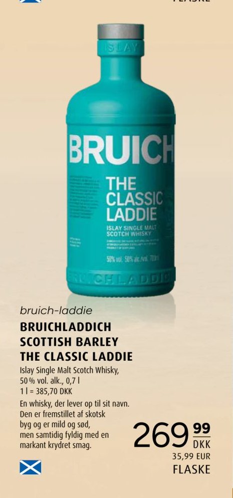 BRUICHLADDICH SCOTTISH BARLEY THE CLASSIC LADDIE Islay Single Malt Scotch Whisky, 50 % vol. alk., 0,7 l – Scandinavian Park