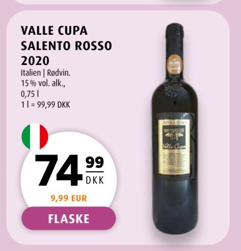 VALLE CUPA SALENTO ROSSO 2020 – Scandinavian Park