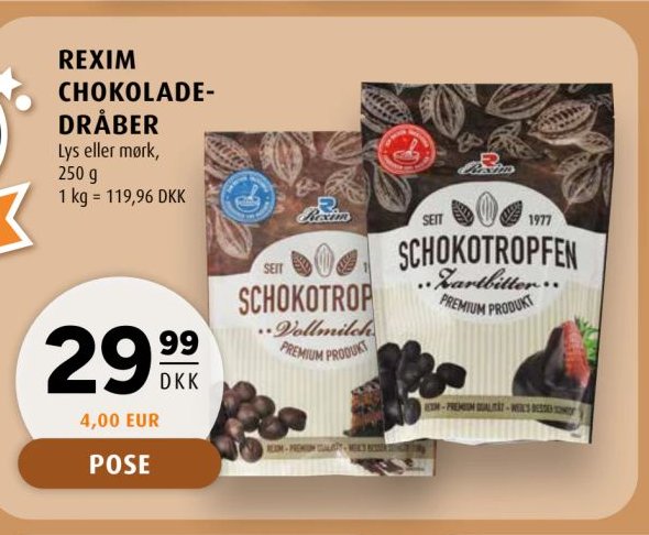 REXIM CHOKOLADE-DRÅBER – Scandinavian Park
