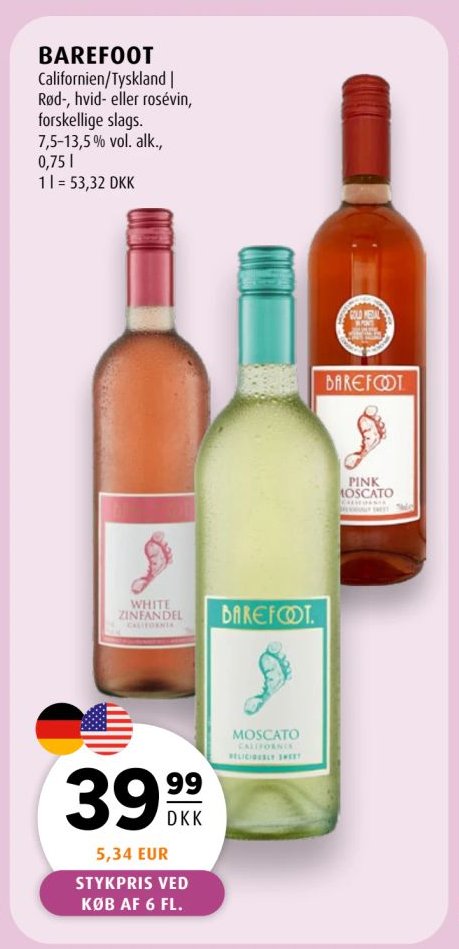 BAREFOOT Californien rød-, hvid- eller rosévin, forskellige slags. – Scandinavian Park