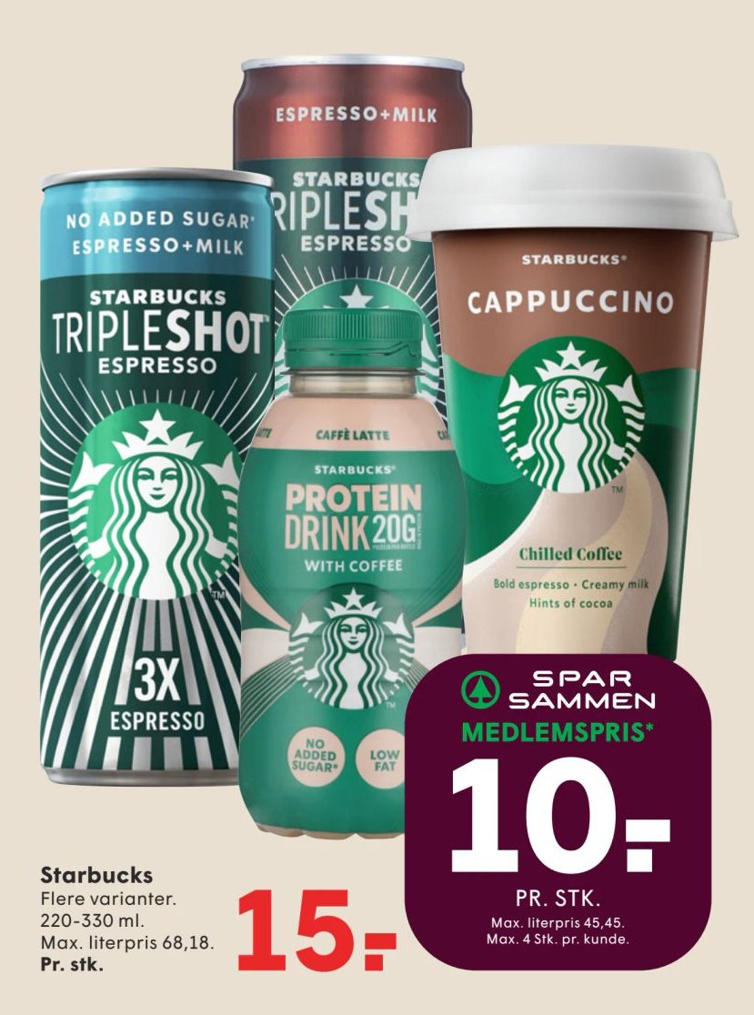 Starbucks Flere varianter. 220-330 ml. – Spar