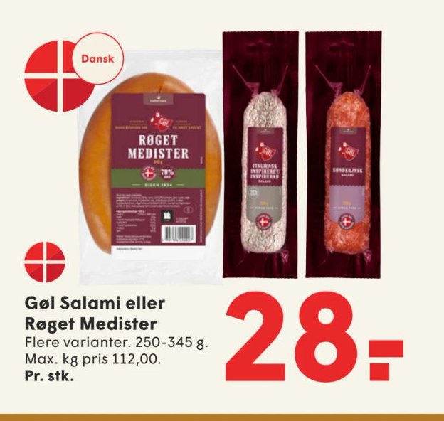 Gøl Salami eller Røget Medister Flere varianter. 250-345 g. – Spar