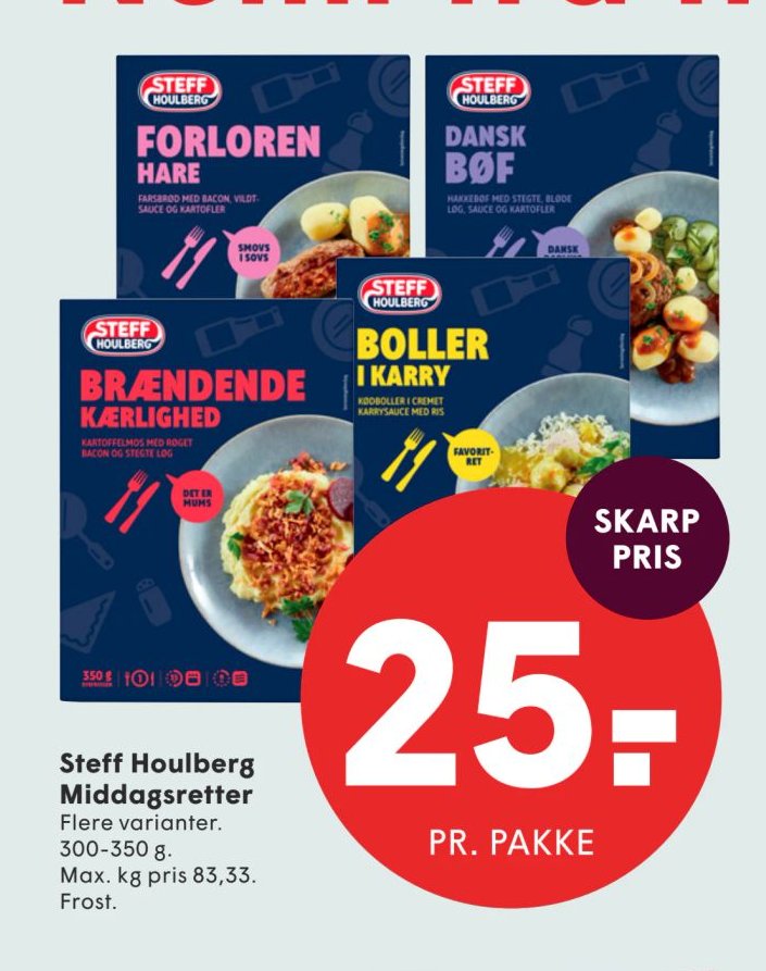 Steff Houlberg Middagsretter Flere varianter. 300-350 g. – Spar