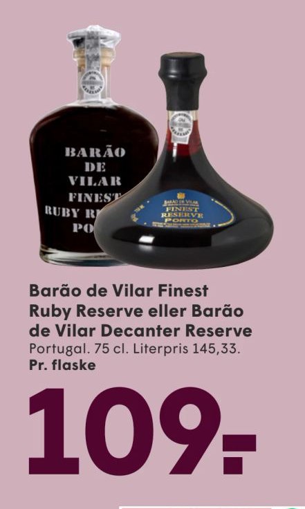 Barão de Vilar Finest Ruby Reserve eller Barão de Vilar Decanter Reserve Portugal. 75 cl – Spar
