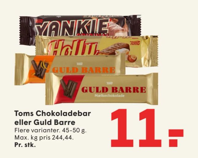 Toms Chokoladebar eller Guld Barre Flere varianter. 45-50 g. – Spar