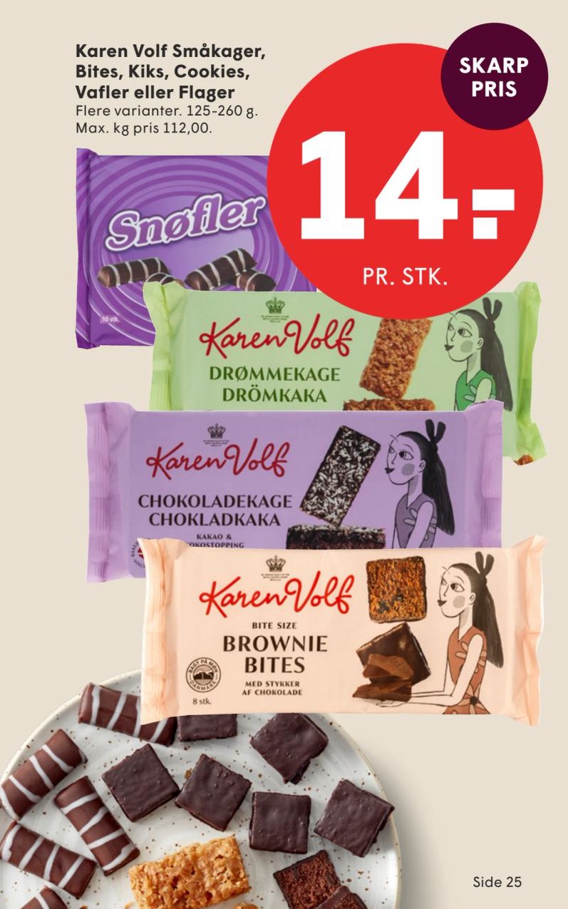 Karen Volf Småkager, Bites, Kiks, Cookies, Vafler eller Flager – Spar