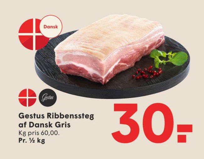 Gestus Ribbenssteg af Dansk Gris Pr. ½ kg – Spar