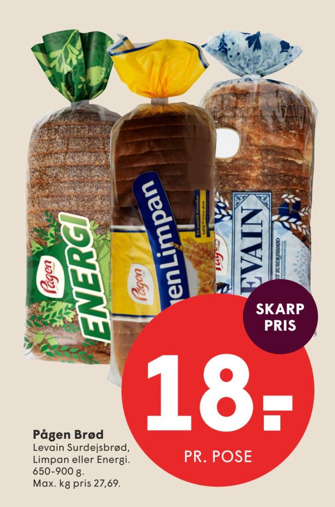 Pågen Brød Levain Surdejsbrød, Limpan eller Energi. 650-900 g. – Spar