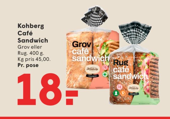 Kohberg Café Sandwich Grov eller Rug. 400 g. – Spar