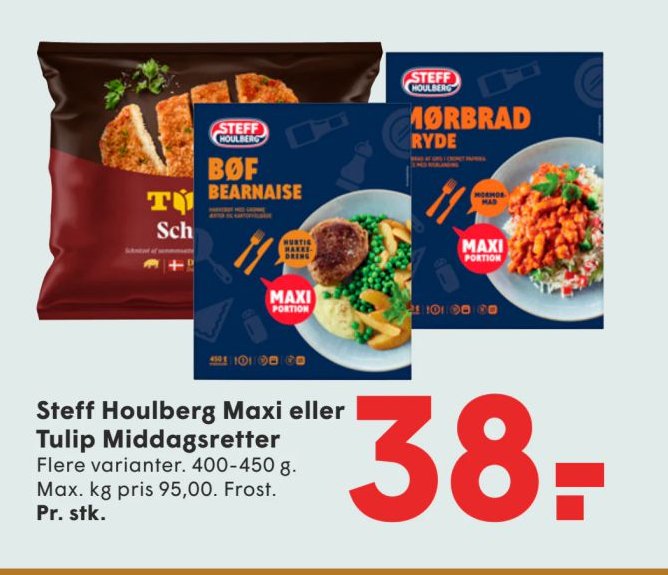 Steff Houlberg Maxi eller Tulip Middagsretter Flere varianter. 400-450 g. – Spar